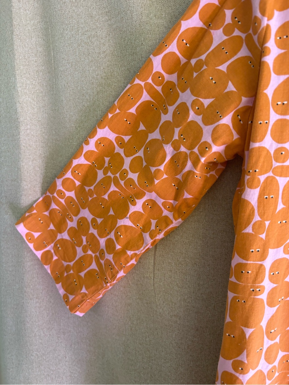 NOOWORKS Orange Printed Pebble People Cotton Tunic Dress with Pockets - Picture 4 of 6